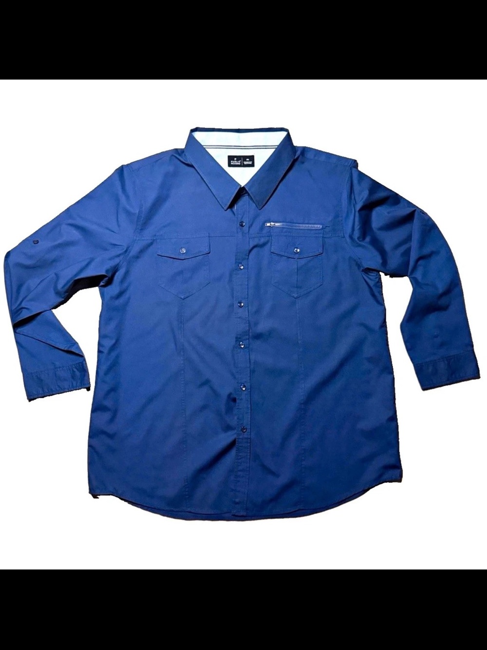 Public Record Men's 2XL Button-Down Utility Shirt in Blue